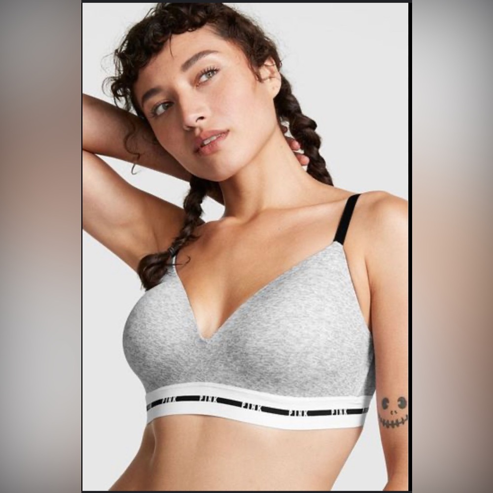 Victoria’s Secret pink heather gray non wired lightly lined bra size 38B